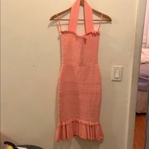 Milly pink smocked halter mermaid dress